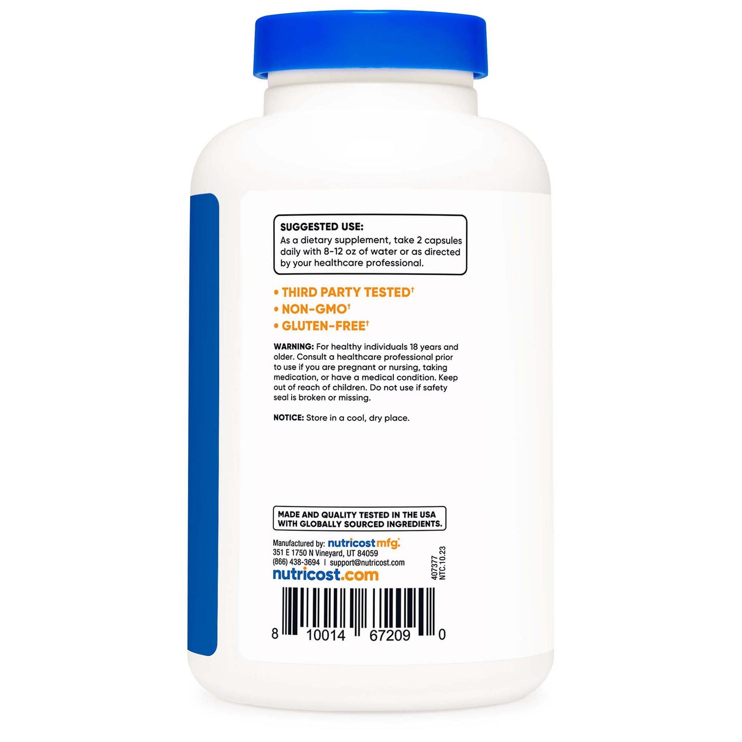Dietary Supplement nutricost® Magnesium Citrate 420 mg Strength Capsule 240 Per Bottle