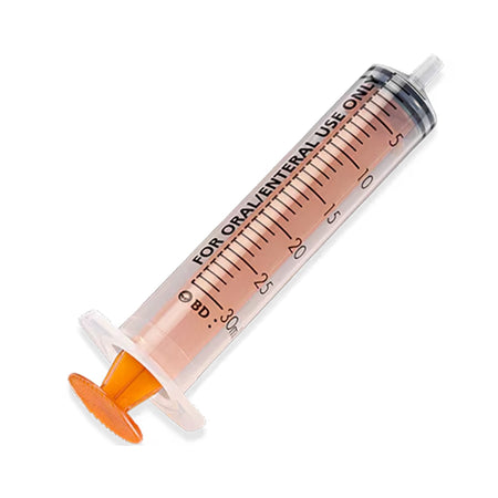 BD 302836 Enteral / Oral Syringe, 30 mL, UniVia Connector Tip, Flat Top Style