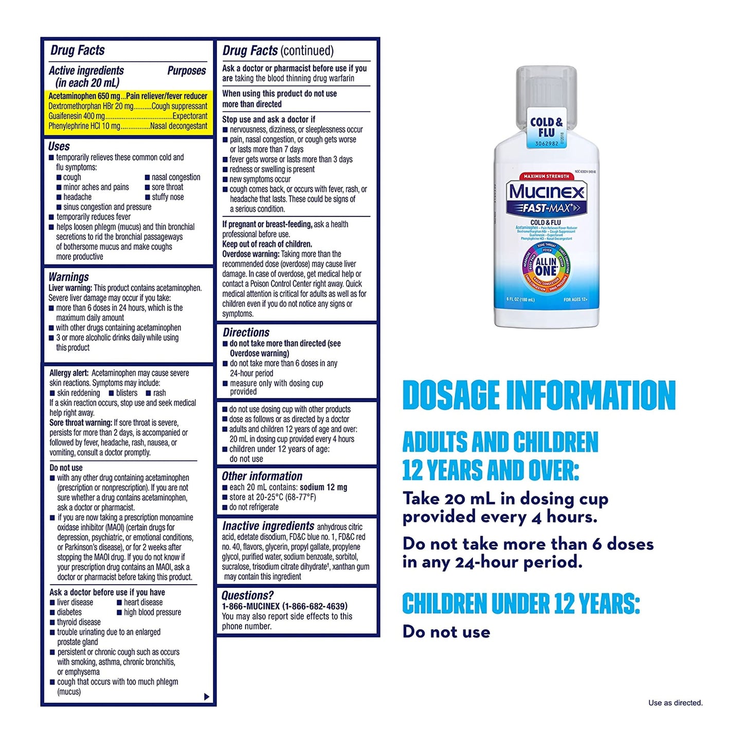 Mucinex® Fast-Max™ Cold & Flu Cold and Cough Relief, 6-ounce Bottle