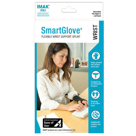 Brownmed A20162 IMAK RSI SmartGlove with Thumb Support Glove, Medium, Black