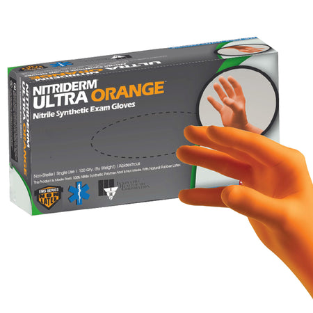 Innovative Healthcare 199400 NitriDerm Ultra Orange Nitrile Exam Glove, 2X-Large, Orange