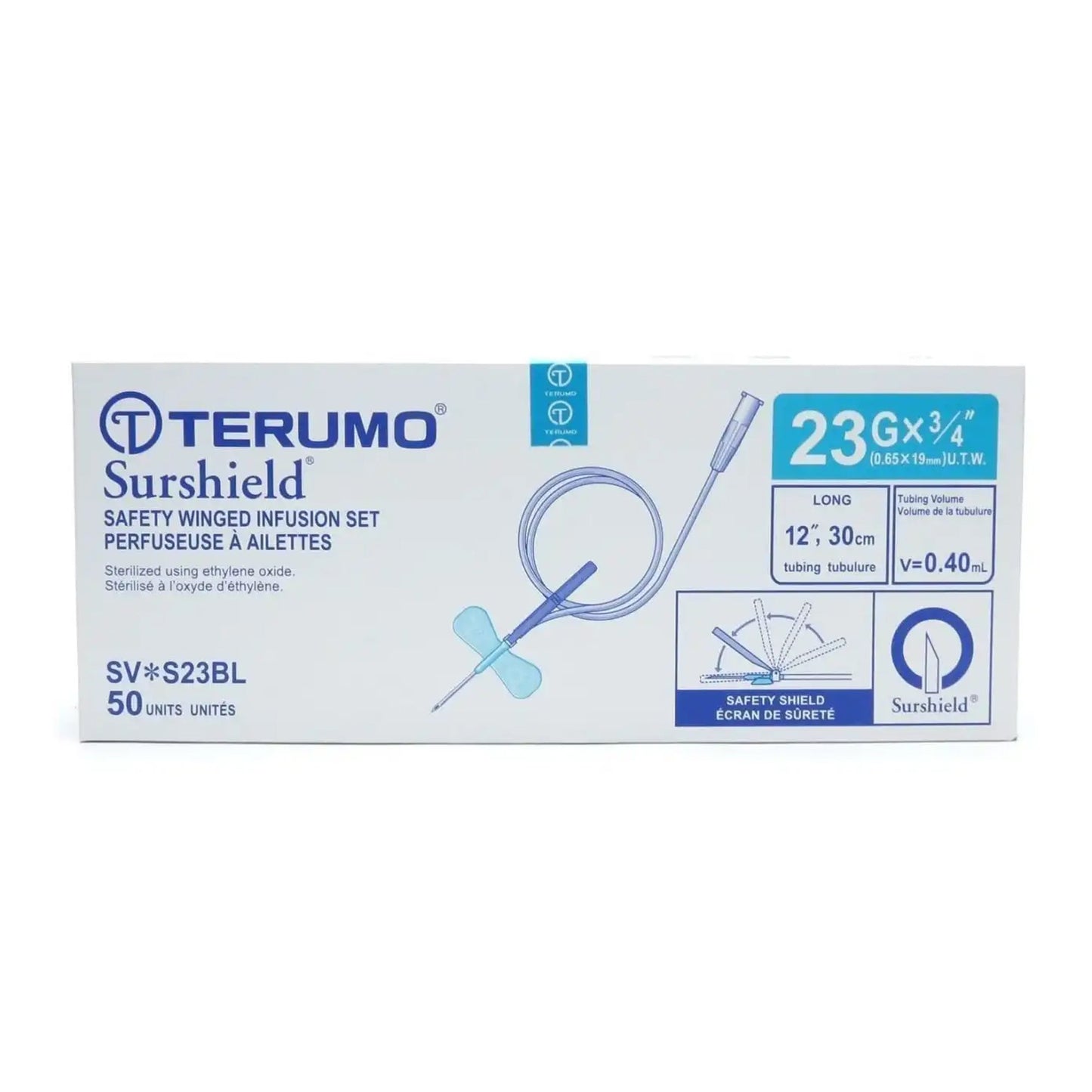 Surflo® Winged Infusion Set, 23 G, 12 Inch Tubing