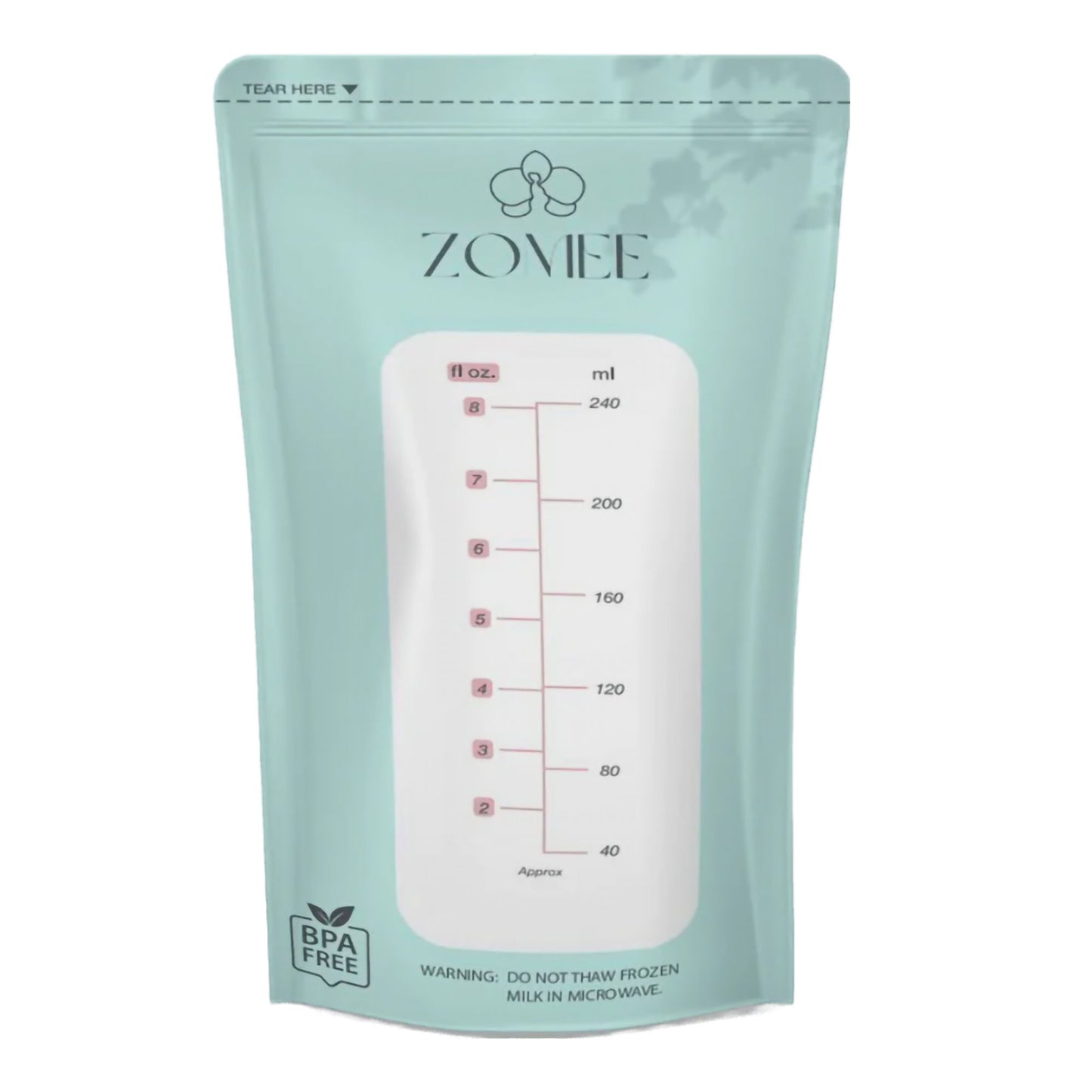 Breast Milk Storage Bag Zomee 8 oz. Food Grade Plastic
