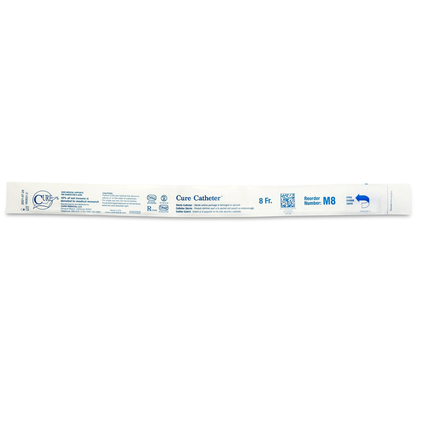 Cure Catheter™ Urethral Catheter, 8 Fr., Male, Straight