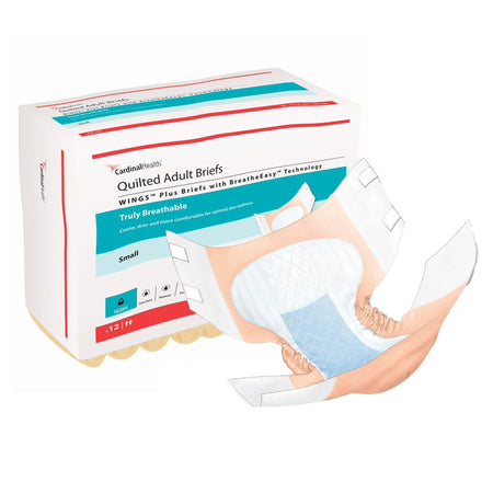 Cardinal 66132 Wings Quilted Plus with BreatheEasy Technology Incontinence Brief, Small