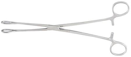 Sponge Forceps Miltex® Foerster 9-1/2 Inch Length OR / Surgical Grade German Stainless Steel NonSterile Locking Finger Ring Handle Straight Fenestrated Serrated Oval Tips