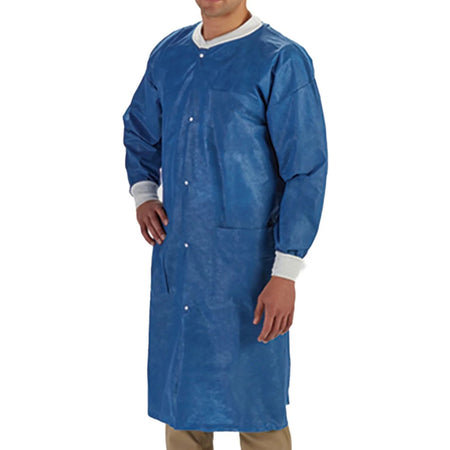 Graham Medical Products 85240 Lab Coat LabMates Blue 3X-Large Knee Length SMS Disposable