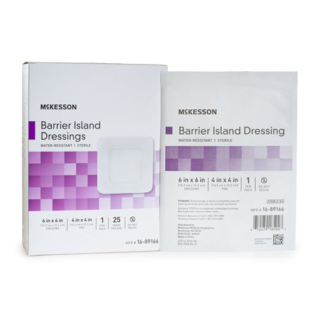 McKesson 16-89166 Composite Barrier Island Dressing, 6 x 6 Inch