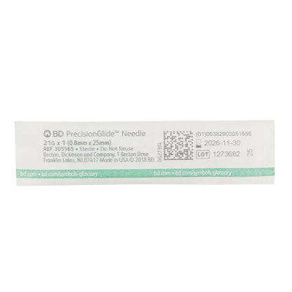PrecisionGlide™ Hypodermic Needle, 21 Gauge, 1 Inch Length