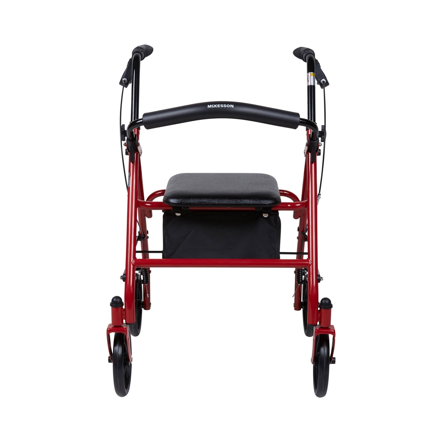 McKesson Folding Steel Four-Wheel Rollator, 12-Inch Seat Width, Red