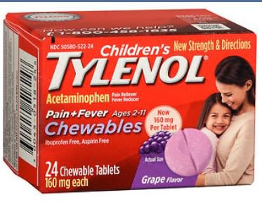 J & J Sales 50580052224 Children's Pain Relief Tylenol 160 mg Strength Acetaminophen Chewable