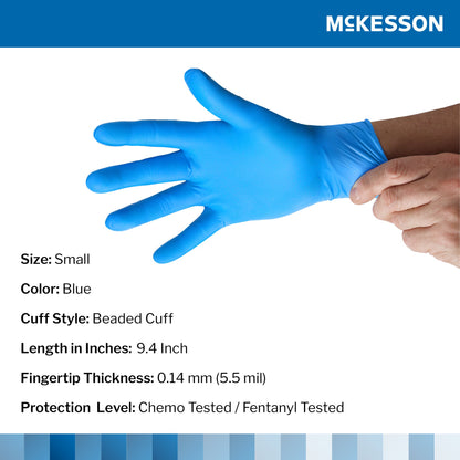 Exam Glove McKesson Confiderm® 6.8C Small NonSterile Nitrile Standard Cuff Length Fully Textured Blue Chemo Tested / Fentanyl Tested