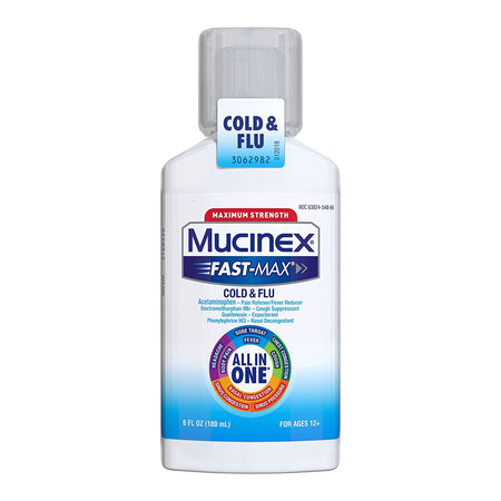 Reckitt Benckiser 63824054866 Mucinex Fast-Max Cold & Flu and Cough Relief, 6-ounce Bottle