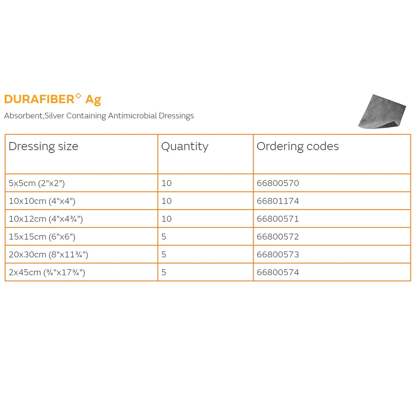 Durafiber Ag Silver Dressing, 4 x 4 Inch