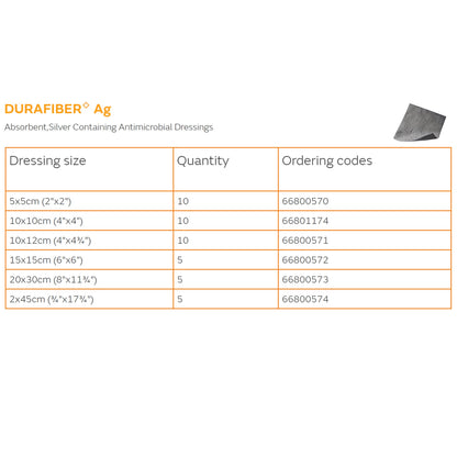 Durafiber Ag Silver Dressing, 4 x 4 Inch