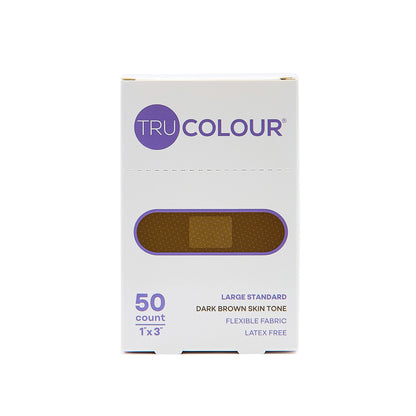 Tru-Colour Skin Tone Shade Fabric Bandage Adhesive Strip, Dark Brown, 1 x 3 Inch
