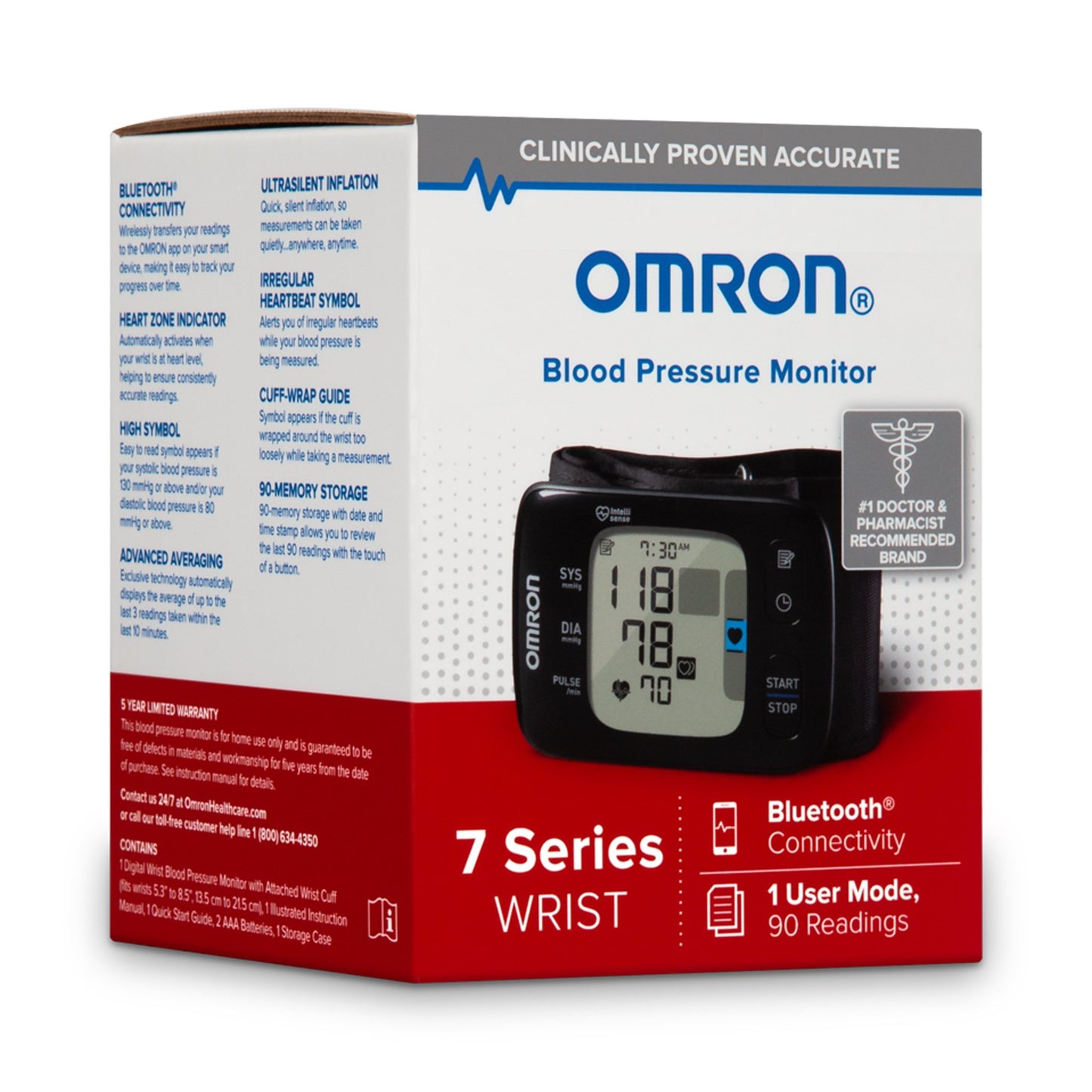 Omron® 7 Digital Blood Pressure Wrist Unit, Automatic Inflation, Universal Cuff
