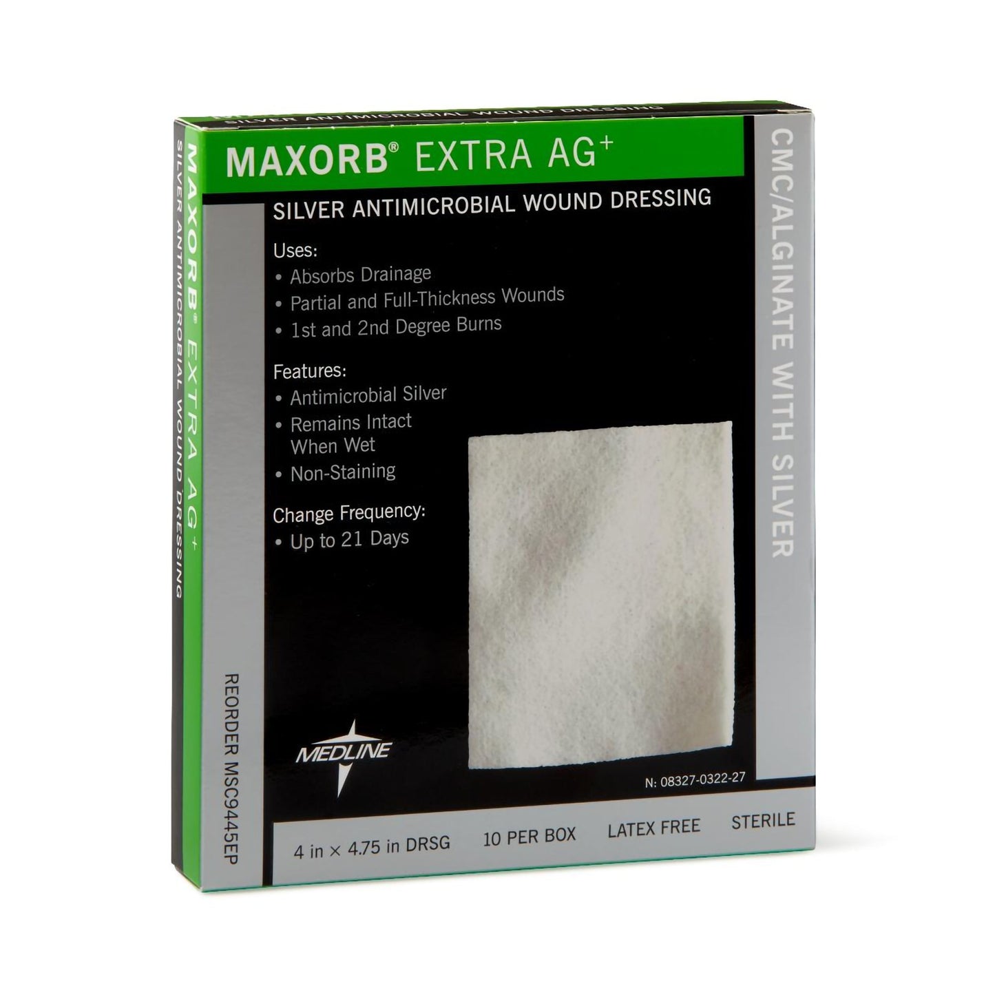 Maxorb® Extra Ag+ Calcium Alginate Dressing with Silver, 4 x 4¾ Inch