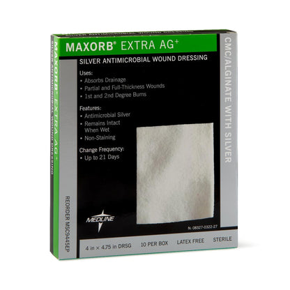 Maxorb® Extra Ag+ Calcium Alginate Dressing with Silver, 4 x 4¾ Inch