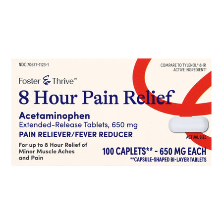 McKesson 70677112301 Foster & Thrive 8 Hour Pain Relief Acetaminophen 650 mg Caplets
