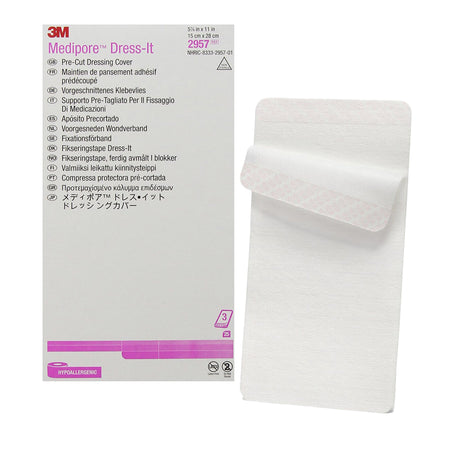 Solventum 2957 3M Medipore Dress-It Dressing Retention Tape with Liner, 5-7/8 x 11 Inch