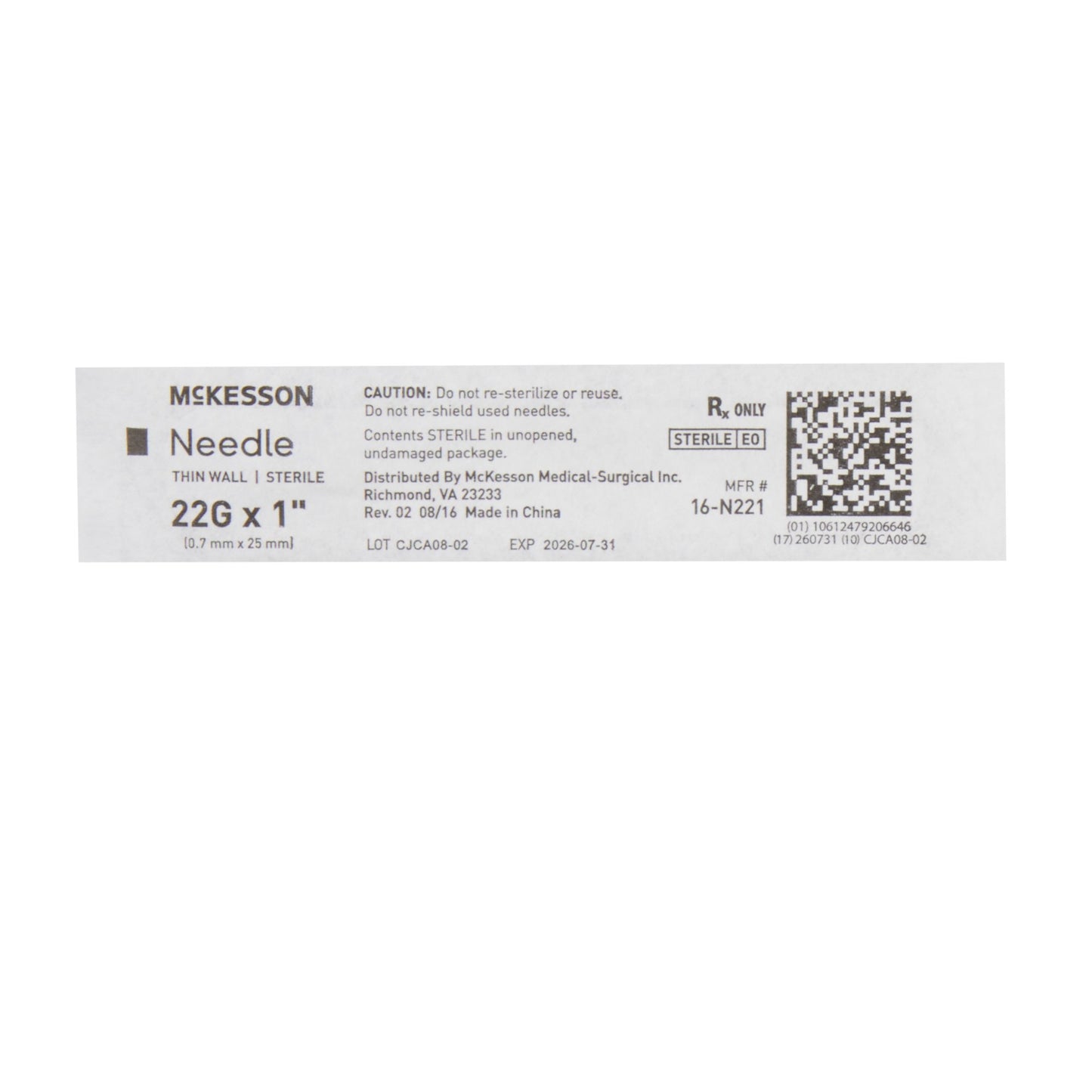 McKesson Hypodermic Needle, 22 Gauge, 1 Inch