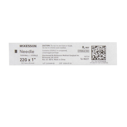 McKesson Hypodermic Needle, 22 Gauge, 1 Inch