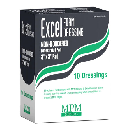 MPM Medical MP00508 MPM Foam Dressing, 3 x 3 Inch, Up to 4 Inch Length, White