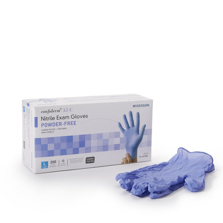 McKesson 14-6978C Confiderm 3.5C Nitrile Exam Glove, Large, Blue