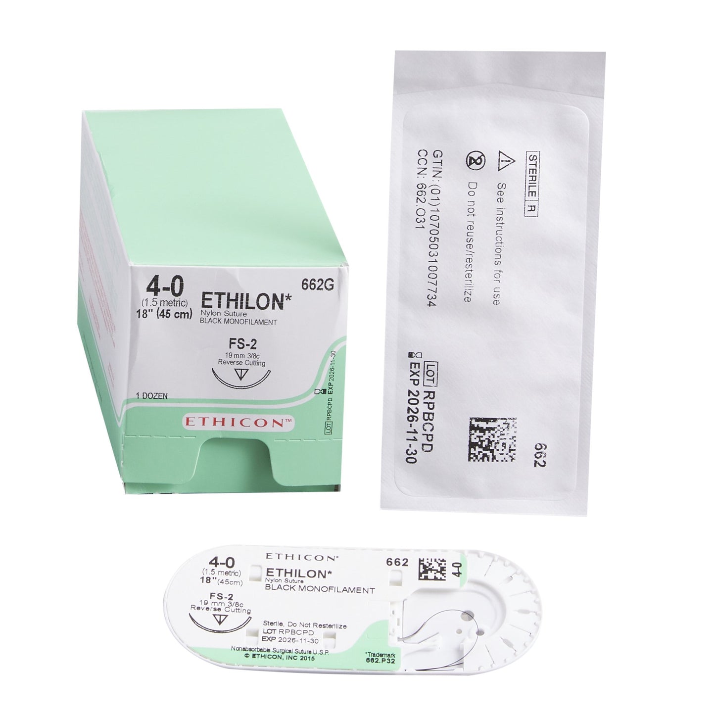Ethilon™ Suture with Needle, Size 4-0, 19mm