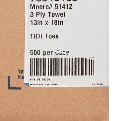 McKesson Nonsterile White / Blue Cartoon Toes Procedure Towel, 13 x 18 Inch