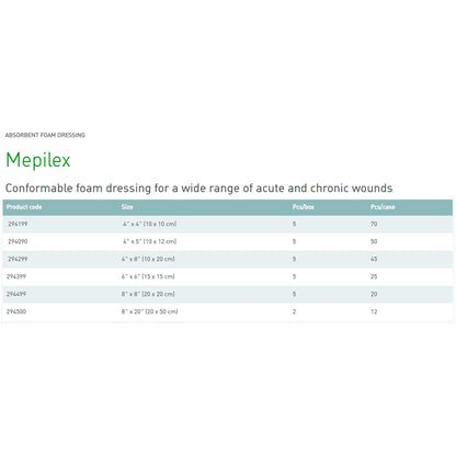 Mepilex® Silicone Adhesive without Border Silicone Foam Dressing, 4 x 4 Inch