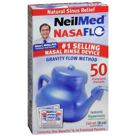 Neilmed Products 677643 Nasaflo Neti Pot Saline Nasal Rinse Kit