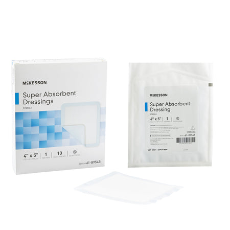 McKesson 61-89545 Super Absorbent Dressing, 4 x 5 Inch