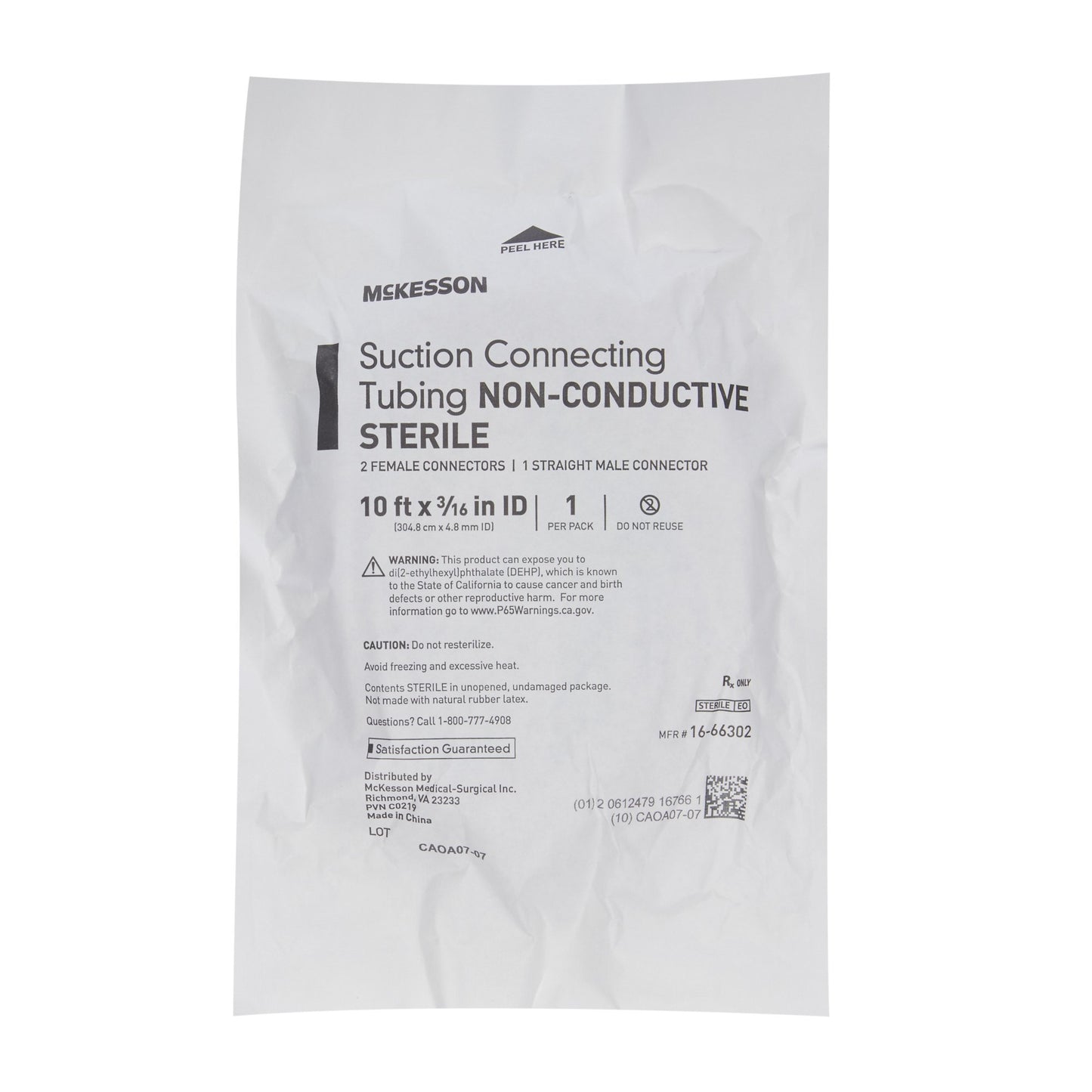 McKesson Suction Tubing, 3/16 Inch Inner Diameter, 10 Foot Length