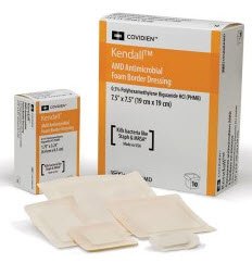 Cardinal 55544BAMD Kendall AMD Adhesive with Border Antimicrobial Foam Dressing