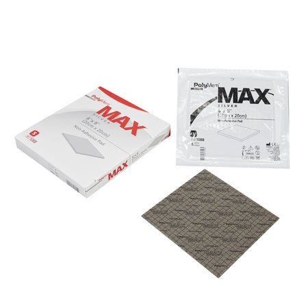 Ferris 1088 PolyMem Max Silver Foam Dressing, 8 x 8 Inch
