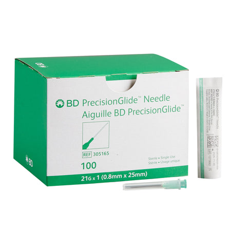 BD 305165 PrecisionGlide Hypodermic Needle, 21 Gauge, 1 Inch Length