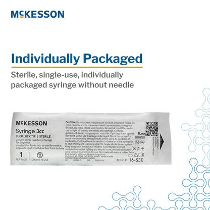 General Purpose Syringe McKesson 3 mL Luer Lock Tip Without Safety