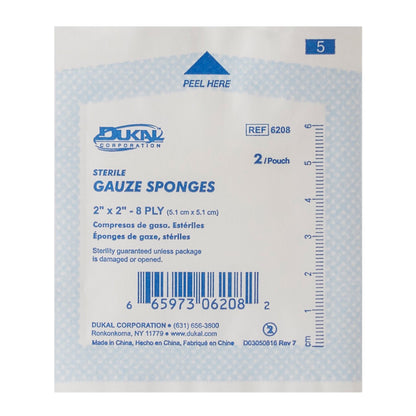Dukal™ Sterile Gauze Sponge, 2 x 2 Inch, 8-Ply