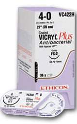 Ethicon VCP269H Coated Vicryl Plus Polyglactin 910 Absorbable Antibacterial Suture with Needle