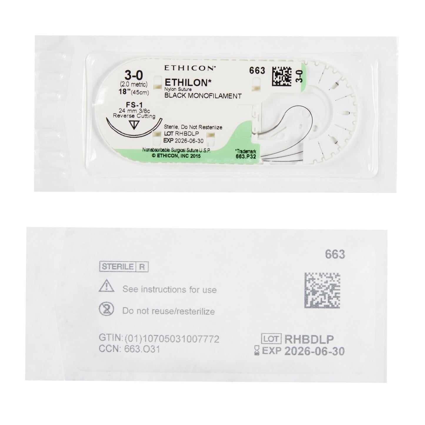 Ethilon™ Suture with Reverse Cutting Needle