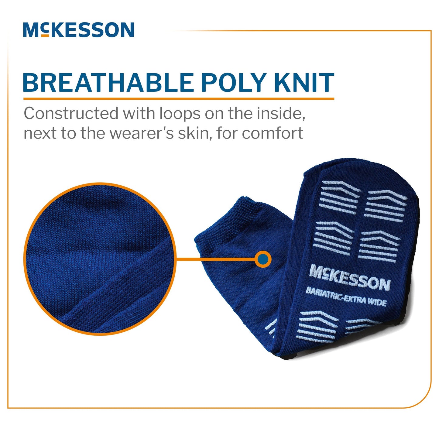 Slipper Socks McKesson Unisex Adult Bariatric / X-Wide Double Tread Single Patient Use Royal Blue