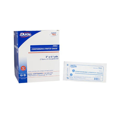 Dukal 703 Sterile Conforming Bandage, 3 Inch x 4.1 Yard, 1-Ply