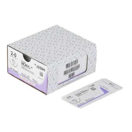 Ethicon J259H Coated Vicryl Polyglactin 910 Absorbable Suture with Needle, Taper Point Braided