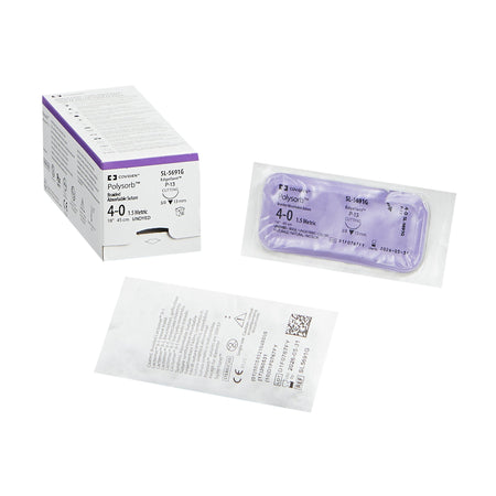 Covidien SL-5691G Polysorb Polyester Absorbable Suture with Needle, Precision Reverse Cutting Braided