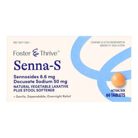 McKesson 70677106901 Foster & Thrive Senna-S Sennosides 8.6 mg Docusate Sodium 50 mg Tablets