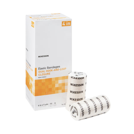 McKesson 16-2033-4 Double Hook and Loop Closure Elastic Bandage, 4 Inch x 5 Yard