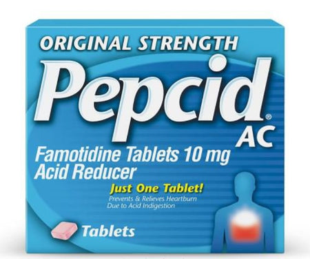 J & J Sales 916847 Pepcid AC Famotidine 10 mg Acid Reducer Tablets Original Strength