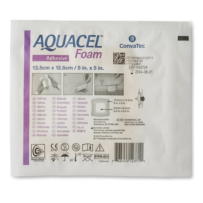 Convatec 420619 Aquacel® Silicone Adhesive with Border Silicone Foam Dressing, 5 x 5 Inch